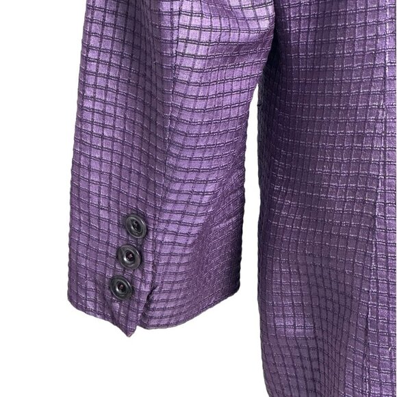 CARLISLE Vintage Blazer 100% SILK Purple Plaid 3-Button Closure Womens Sz 16 - Picture 5 of 11